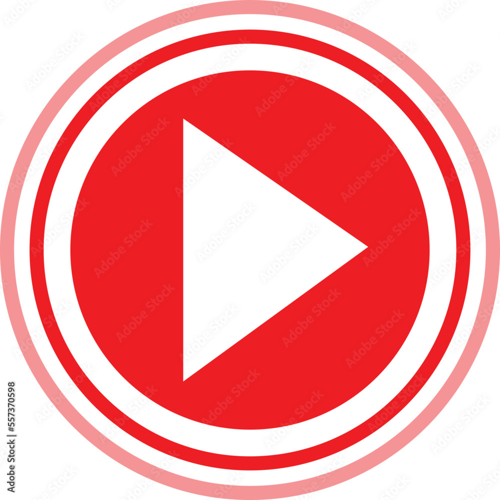 Live video stream play button shape. Round broadcasting icon vector illustration Live video stream play button shape. Round broadcasting icon vector illustration