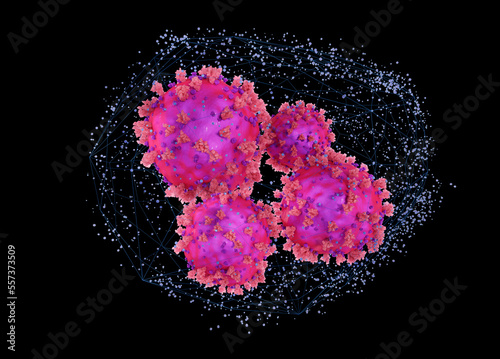 Coronaviruses caught in net, conceptual illustration photo