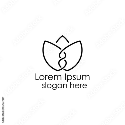 lotus and DNA logo design vector, nature and medical logo concept