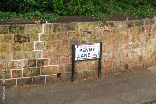Vászonkép Penny Lane street sign in Liverpool in UK
