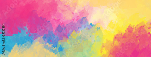 Colorful watercolor background with vintage texture on white paper background. Abstract watercolor background handprint colorful gradient ink  bright rainbow colors of pink  blue  yellow  orange.