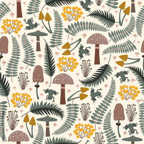 Fototapet Seamless pattern in delicate green, yellow colors
