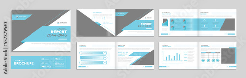 Landscape corporate brochure and company profile annual report cover design template set