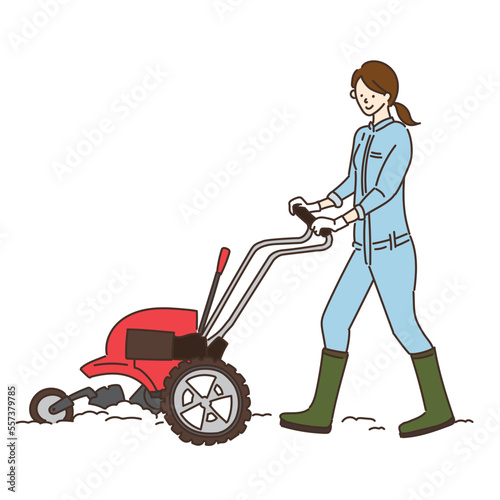 農作業　荷物　荷造り　ダンボール　かご　畑仕事　イラスト　女性