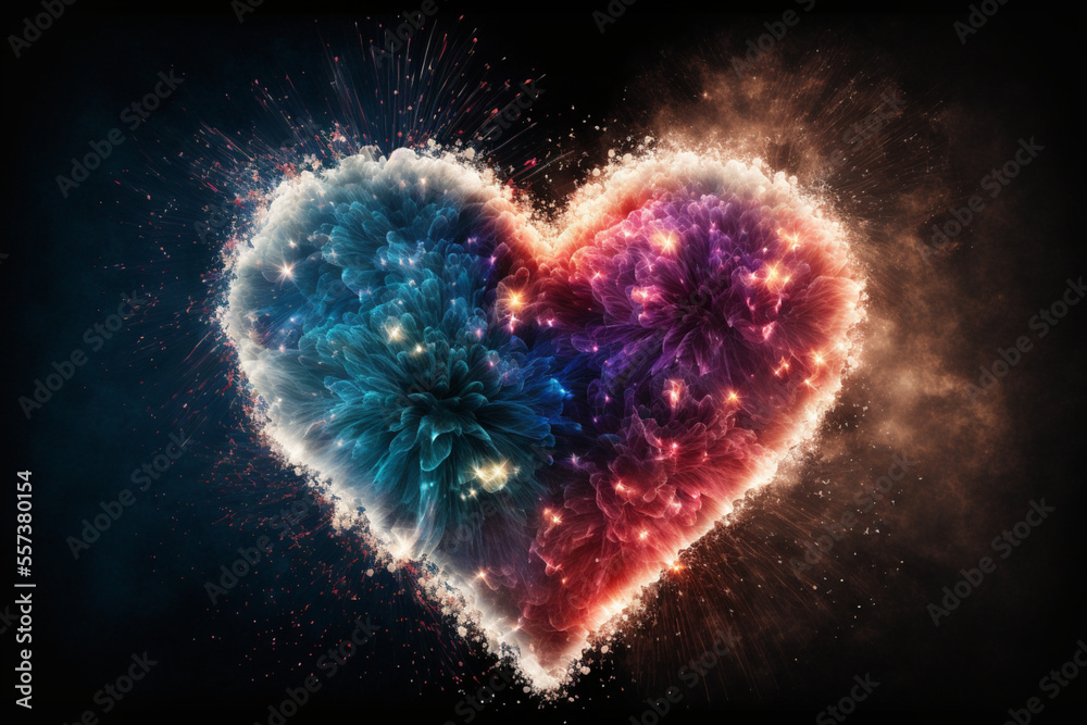 Fireworks Heart Shape Stock Illustration | Adobe Stock