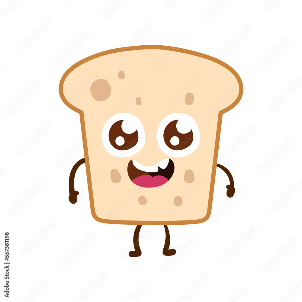 Cute fun cartoon bread assortment drawing.