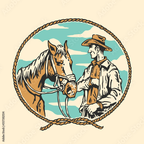 Cowboy and Horse Illustration