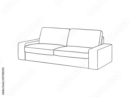 Sofa isolated on white background. Vector illustration in a sketch style.