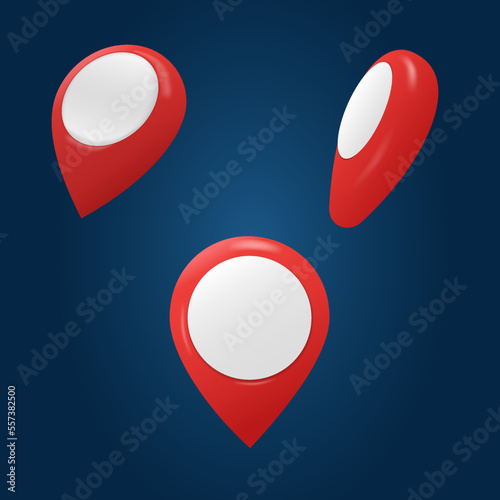 3d location icon set vector