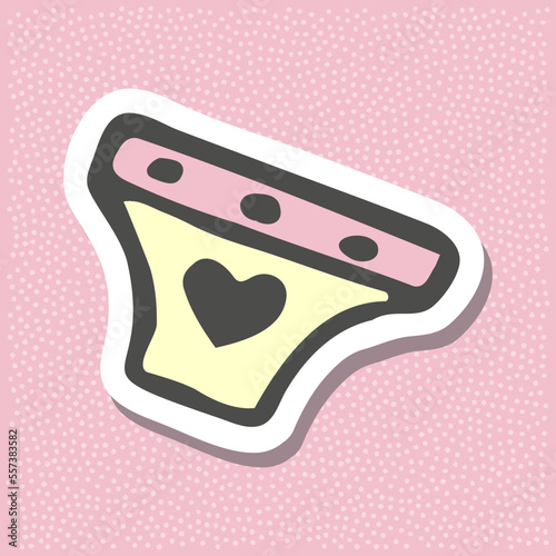 doodle cartoon drawing briefs underwear with heart symbol