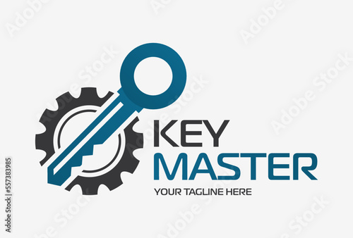 Abstract creative key duplication logo concept. Professional skilled key cutter sign.