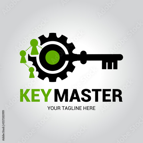 Abstract creative key duplication logo concept. Professional skilled key cutter sign.