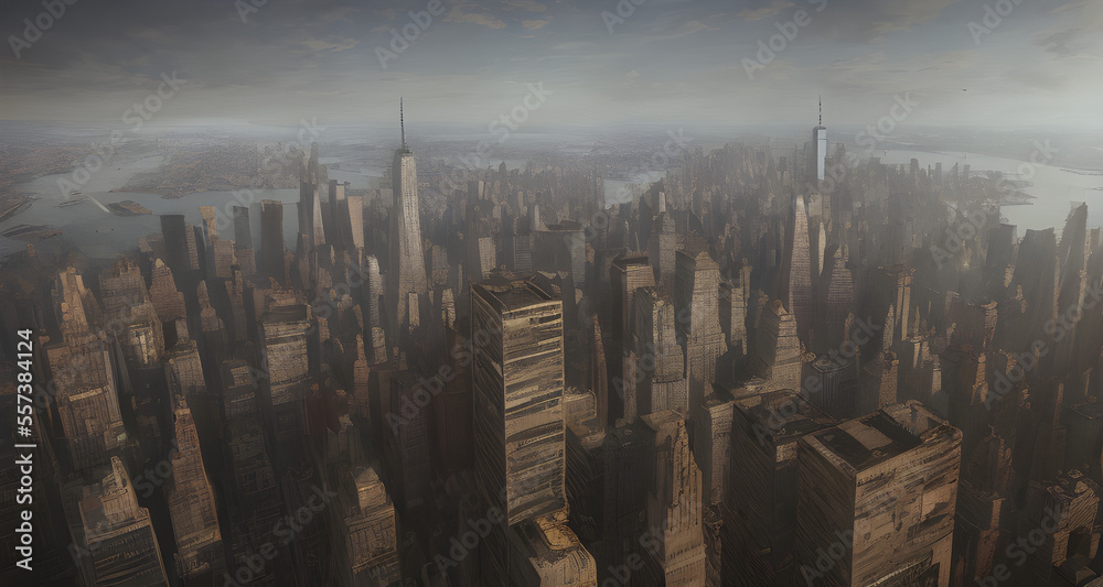 AI Digital Illustration Post Apocalyptic Metropolis
