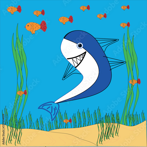 vector graphic illustration of the underwater world