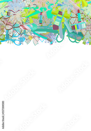 Background pattern abstract design texture. Horizontal seamless stripe. Border frame, transparent background. Theme is about , tones, toiletry, falling, nature, comb, season, swirls, pomade