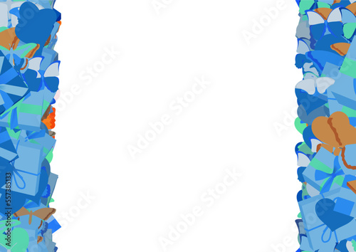 Background pattern abstract design texture. Vertical seamless stripes. Border frame, transparent background. Theme is about birthday, tropical, romance, hearts, summer, Red Admiral, wedding