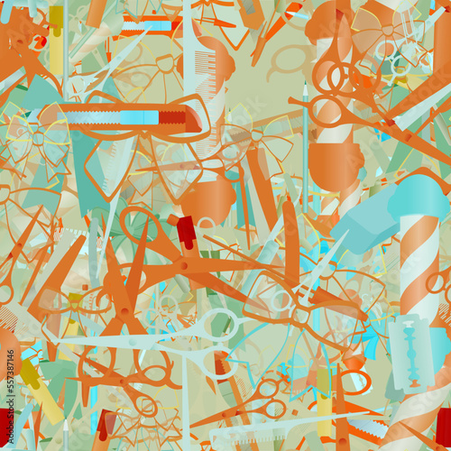 Background pattern abstract design texture. Seamless. Theme is about cutter, clerical, embellishment, employee, Barber pole, hairdressing, adornment, scissors, decoration, parlor, comb