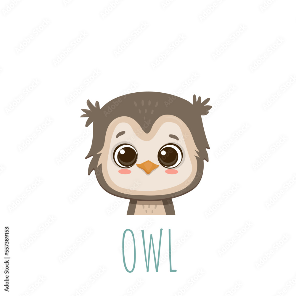 Cute cartoon owl head. Face owlet.Icon.Vector illustration Cute cartoon owl head. Face owlet.Icon.Vector illustration
