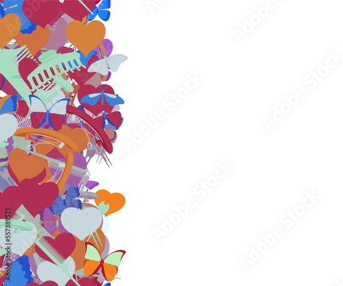 Background pattern abstract design texture. Vertical seamless stripe. Border frame, transparent background. Theme is about delicate, salon, slip, summer, comb, relations, various, background
