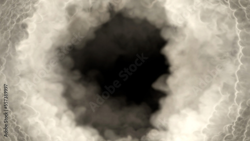 Grey smoke frame like tunnel in clouds, isolated - object 3D rendering