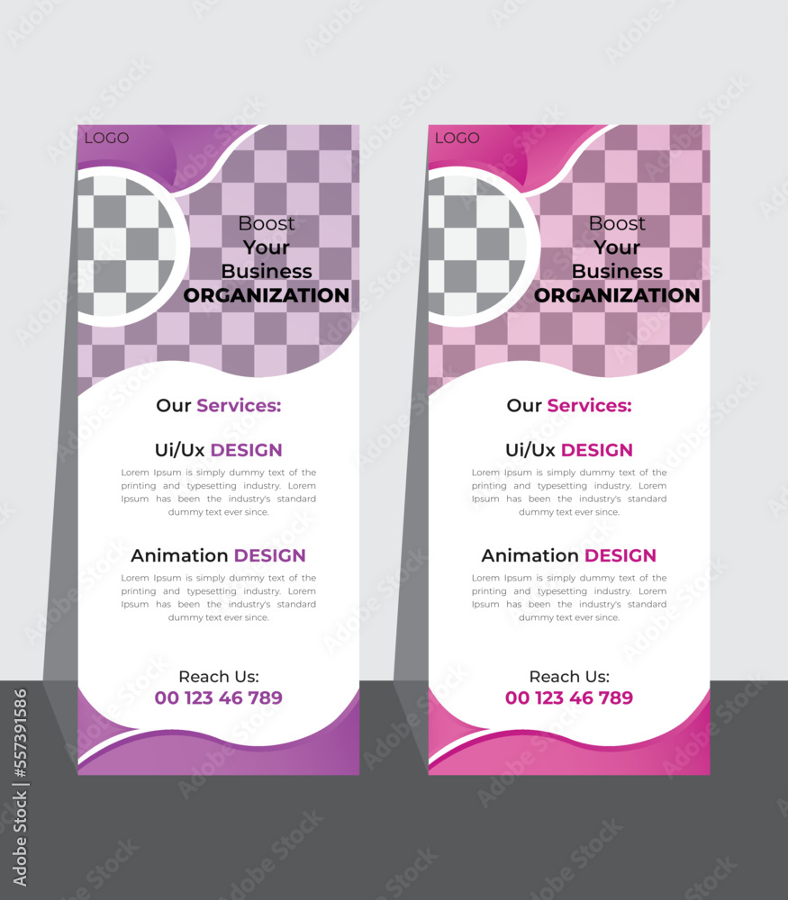 professional stand roll-up design template billboard roll up modern corporate design