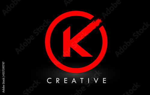 Free Download Red K Brush Letter Logo Design. Creative Brushed Letters Icon Logo. - GFXLoad