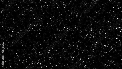 Falling down in slow motion real snowflakes from top to bottom calm snow, shot on black background, matte, wide angle, ed animation, isolated, perfect for digital composition