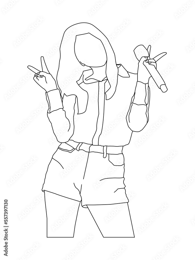 Obraz premium image of female idol singing on stage, famous kpop idol having concert
