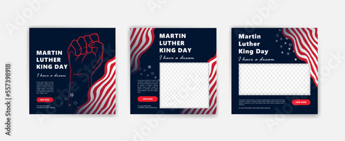 Social media post template for Martin Luther King Jr. Day. Vector for posters, banners and advertisements.