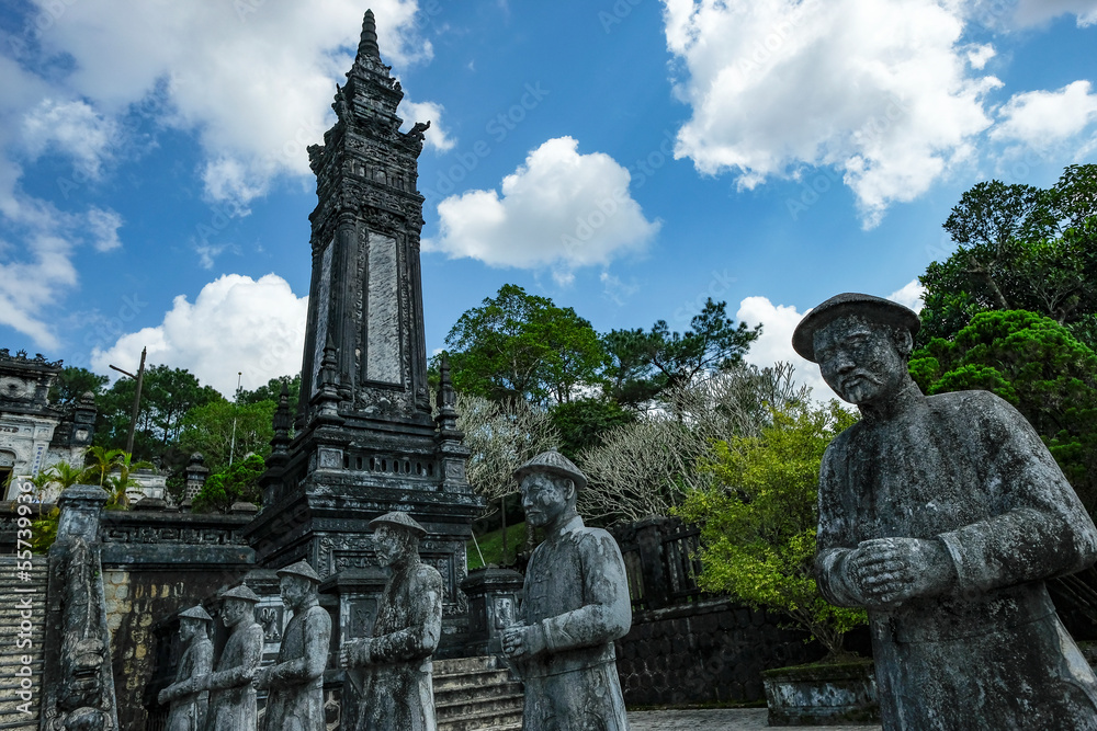 Obraz premium Hue, Vietnam - December 25, 2022: Views of the Khai Dinh Tomb in Hue, Vietnam.