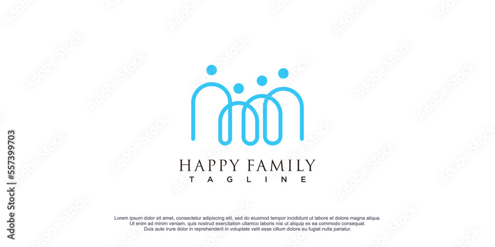 Happy family logo with continue line design vector illustration Happy family logo with continue line design vector illustration