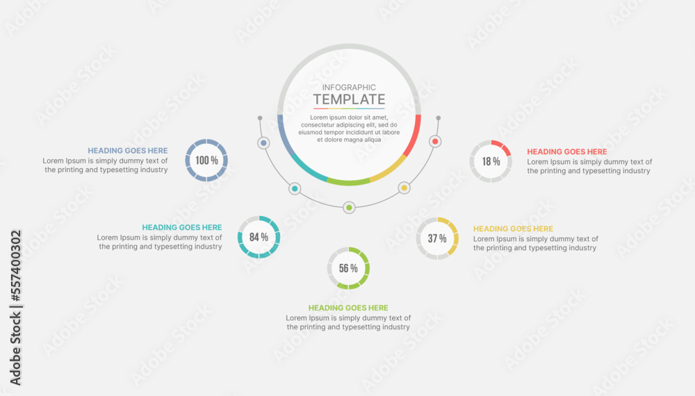 Creative Concept for Infographic with 5 steps and Percentage, Options, or Processes, Business Data Visualization	