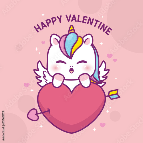 cute valentines day with unicorn illustration