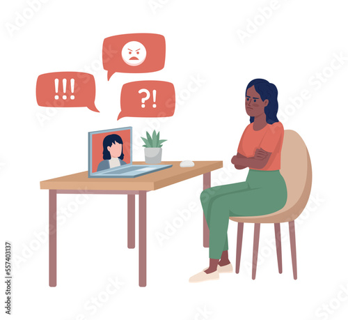 Negative feedback semi flat color vector character. Editable figure. Full body person on white. Simple cartoon style illustration for web graphic design and animation. Quicksand Bold font used