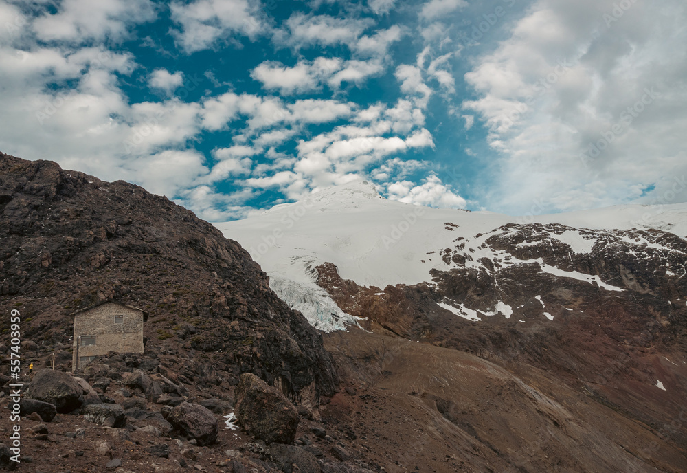 mountain refuge in the cayambe volcano