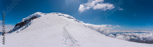 panoramic view of the top of the cayambe volcano in ecuador