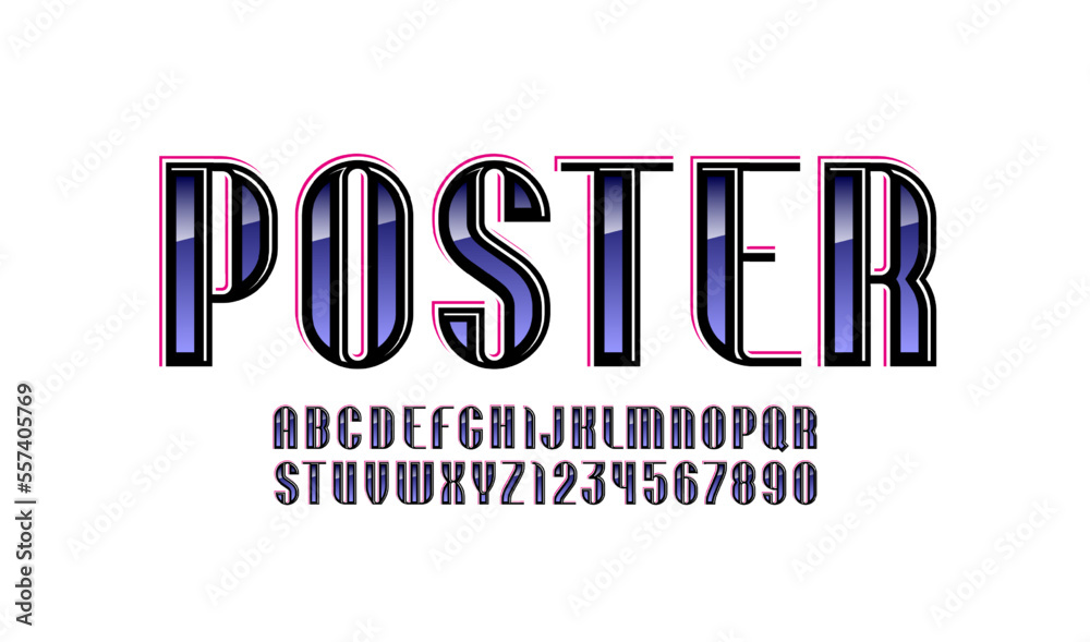 Graphic font, modern alphabet, uppercase Latin letters from A to Z and