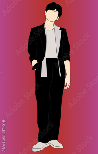 Kpop or Korean idols on stage are posing using hands that form half a heart or a symbol of love. colored k-pop image line art