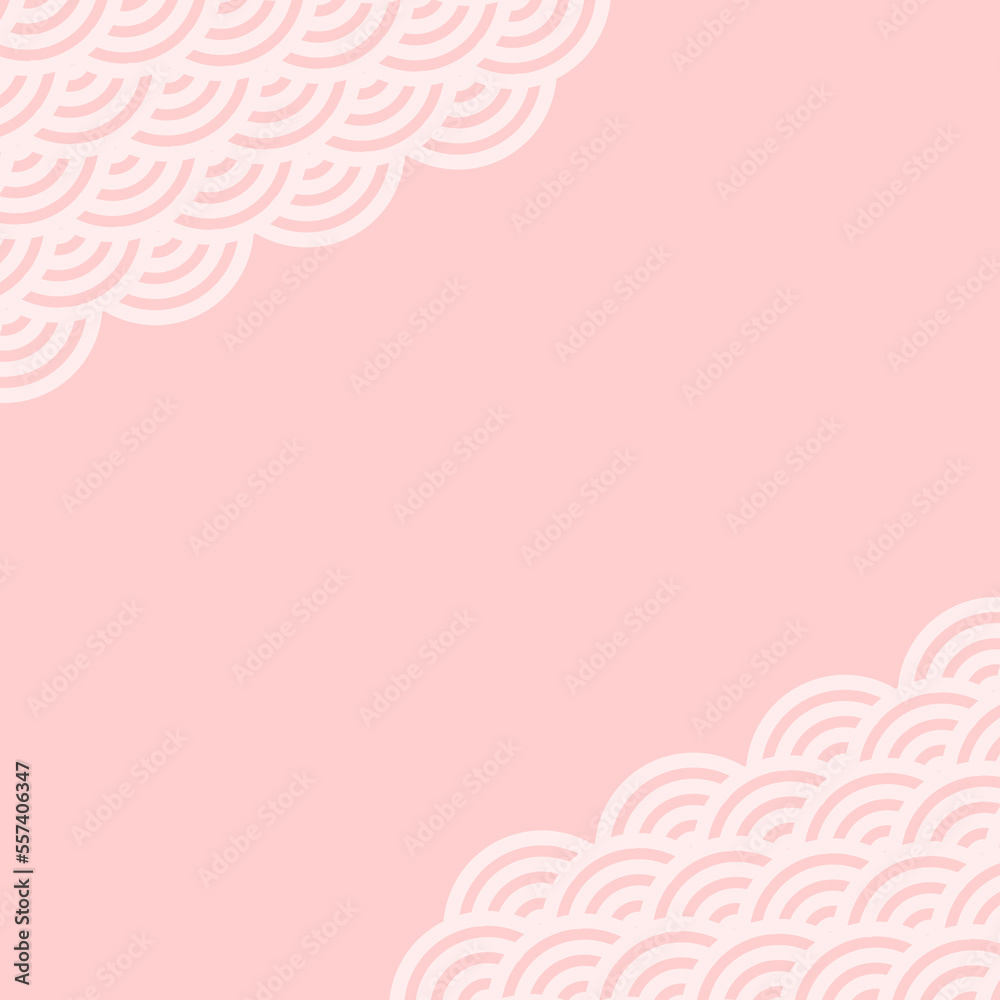 正方形の背景　青海波　角　ピンク