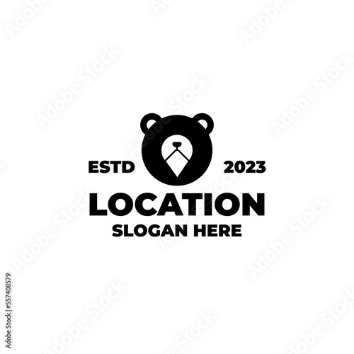 Vector bear pointer pin location logo design template illustration