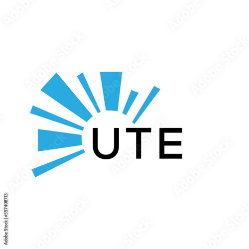 UTE letter logo. UTE blue image on white background and black letter. UTE technology  Monogram logo design for entrepreneur and business. UTE best icon.
