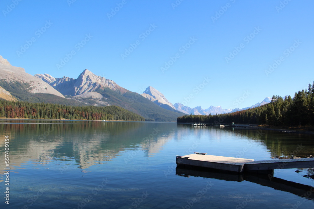 Dock On Maligne Lake, Jasper National Park, Alberta