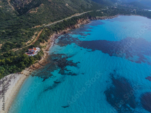aerial view of the crystal clear sea of ​​southern Sardinia 