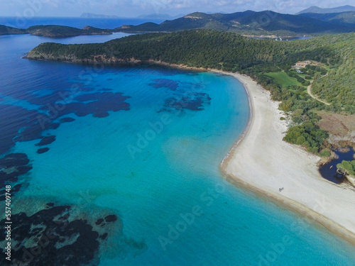 aerial view of the crystal clear sea of ​​southern Sardinia 