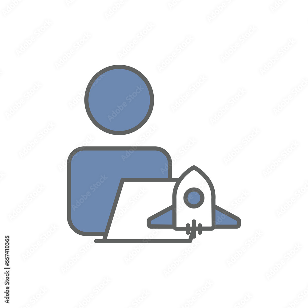 Programmer icon illustration with rocket. suitable for start up icon. icon related to developer. Two tone icon style. suitable for apps, websites, mobile apps. Simple vector design editable Programmer icon illustration with rocket. suitable for start up icon. icon related to developer. Two tone icon style. suitable for apps, websites, mobile apps. Simple vector design editable