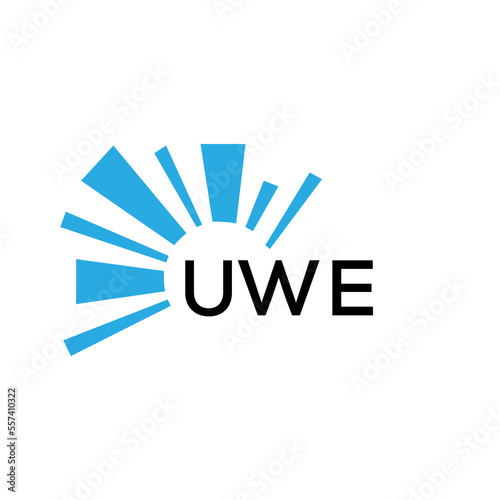 UWE letter logo. UWE blue image on white background and black letter. UWE technology  Monogram logo design for entrepreneur and business. UWE best icon.
