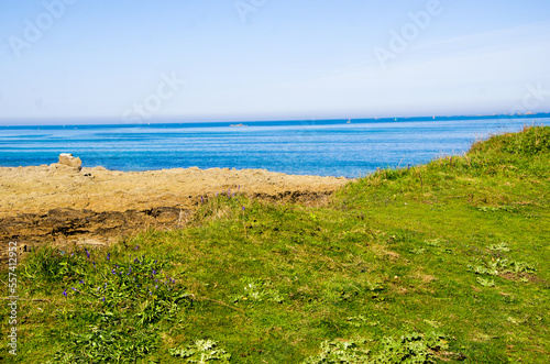 Coast of the Atlantic Ocean and low tide  sea on the coast of France