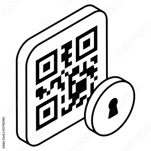 Secure barcode icon, editable vector 