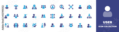 User icon collection. Duotone color. Vector illustration. Containing user, rating, group, family, group users, magnifier, social media, question, users, user avatar, profile, people, and more. photo