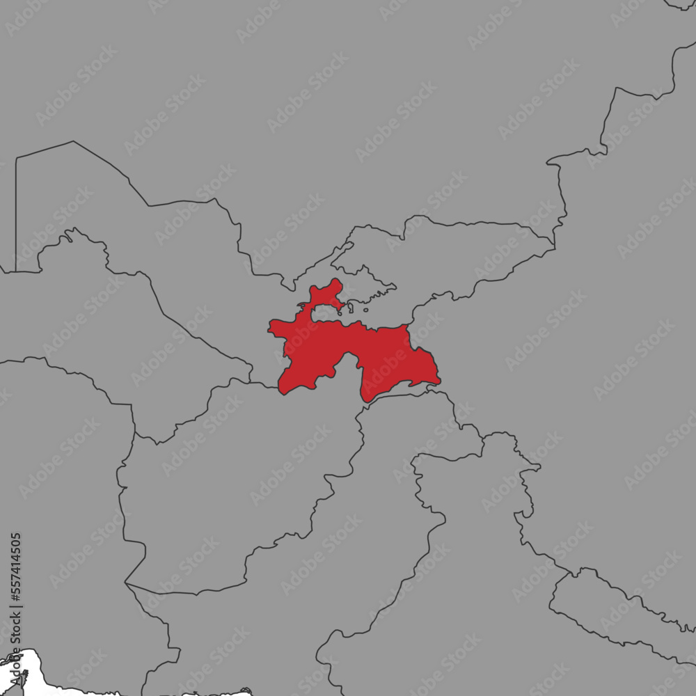 Obraz premium Tajikistan on world map. Vector illustration.